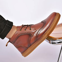 Load image into Gallery viewer, Men's Mid Top Casual Wingtip Brogue Oxford Dress Sneaker Boots for Men Arkbird Comfortable Daily Work Ankle Shoe Brown 10
