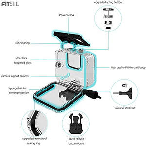 FitStill 60M Waterproof Case for GoPro Hero 10 Black/Hero 9 Black, Protective Underwater Dive Housing Shell with Bracket Accessories for Go Pro Hero10 Hero9 Action Camera