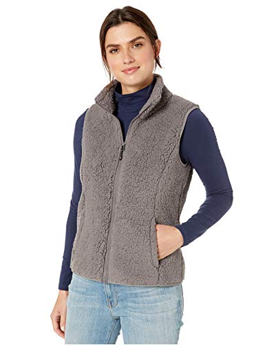 Amazon Essentials Women's Polar Fleece Lined Sherpa Vest, Medium Grey, Small