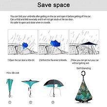 Load image into Gallery viewer, Lake Travel Umbrella Various Sized Condensed Rocks in River at Evening Time When Lamps Down Marine Theme Auto Open Close Portable Reverse Umbrellas for Outdoor
