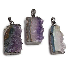 Load image into Gallery viewer, 38x20mm Black Gold Leafed Amethyst Drusy Slice Pendant Focal Bead 1 Piece
