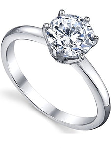 1.25 Carat Round Brilliant Cubic Zirconia CZ Sterling Silver 925 Wedding Engagement Ring Size 6