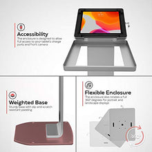 Load image into Gallery viewer, Locking Floor Stand - CTA Premium Locking Floor Stand Kiosk with Heavy-Duty Locking Enclosure and Frame for iPad 7th/ 8th/ 9th Gen 10.2", iPad Pro 11", Surface Go, Galaxy Tab S5E, &amp; More (PAD-PARAFS)
