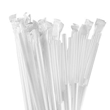 Load image into Gallery viewer, Disposable Plastic Drinking Straws - Individually Paper Wrapped (Clear, 500)

