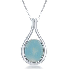 Load image into Gallery viewer, Sterling Silver Oval Natural Larimar Pendant with 18&quot; Chain

