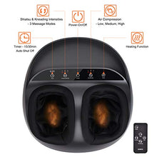 Load image into Gallery viewer, RENPHO Foot Massager Machine with Heat and Remote, Shiatsu Deep Kneading, Multi-Level Settings, Delivers Relief for Tired Muscles and Plantar Fasciitis, Fits feet up to Men Size 12
