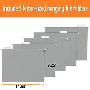 Hanging File Organizer File Holder Filing Box Includes 5 Hanging Folders - Metal Mesh File Desk Organizer Magazine Holder Book File Letter Storage Box Filling Cabinets for Office Home School