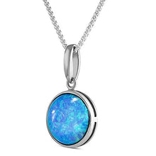 Load image into Gallery viewer, Paul Wright Created Opal Pendant Necklace, in 925 Sterling Silver, 12mm Round with Vibrant Blue Color, 16” Plus 2” Extender
