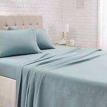 Load image into Gallery viewer, AmazonBasics Lightweight Super Soft Easy Care Microfiber Sheet Set with 16&quot; Deep Pockets - Twin XL, Spa Blue, 4-Pack
