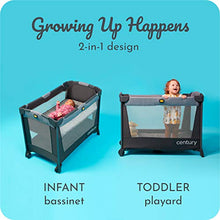 Load image into Gallery viewer, Century Travel On 2-in-1 Compact Playard with Bassinet, Playpen with Sheet Included, Metro
