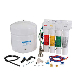 Watts Premier WP531417 RO Pure Plus Reverse Osmosis Filtration System with Top-Mount Twist Faucet, Brushed Nickel, Standard