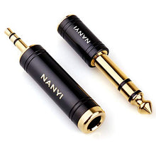 Load image into Gallery viewer, NANYI 1/4 Inch - 1/8 Inch Stereo Headphone Adapter Cables Connector, Upgrade 3.5mm - 6.35mm Jack Stereo Socket Female to Jack Stereo Plug Male for Headphone, Amp Adapte, Black 1-1 Pack
