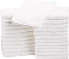 Load image into Gallery viewer, AmazonBasics Fast Drying, Extra Absorbent, Terry Cotton Washcloths, White - Pack of 24
