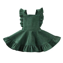 Load image into Gallery viewer, Karuedoo Baby Girls Velvet Suspender Skirt Infant Toddler Ruffled Casual Strap Sundress Summer Outfit Clothes (2-3T, Green 2(Velvet))
