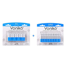 Load image into Gallery viewer, VONIKO Alkaline 9V Battery 4 Pack &amp; AAA 24 Pack Triple A Battery- Ultra Long Lasting

