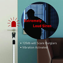 Load image into Gallery viewer, SECURITYMAN 2-in-1 Door Security Bar with Alarm &amp; Sliding Door Stopper Security Bar with 120db Loud Alert Siren - Durable &amp; Rugged Iron, (Protects Against Scratches), White 2021 Model (SECURITYBARS)
