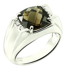 Load image into Gallery viewer, RB Gems Sterling Silver 925 Statement Ring Genuine Gemstone Cushion 10 mm with Rhodium-Plated Finish (8, Smoky-Quartz)
