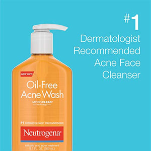 Neutrogena Oil-Free Acne Fighting Facial Cleanser with Salicylic Acid Acne Treatment Medicine, Daily Oil-Free Acne Face Wash for Acne-Prone Skin, 9.1 fl. oz, 3 pk