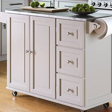 Load image into Gallery viewer, Homestyles Kitchen Cart with Stainless Steel Metal Top Rolling Mobile Kitchen Island with Storage and Towel Rack 54 Inch Width Off White
