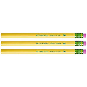 Ticonderoga Beginner Pencils, Wood-Cased #2 HB Soft, With Eraser, Yellow, 12-Pack (13308)