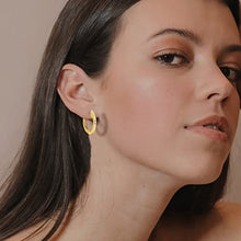 Load image into Gallery viewer, Gold Cuff Hoop Earrings for Women - Small Hoop Huggie Earrings with AAA+ Cubic Zirconia, 14K Gold Plated Hoop Earrings

