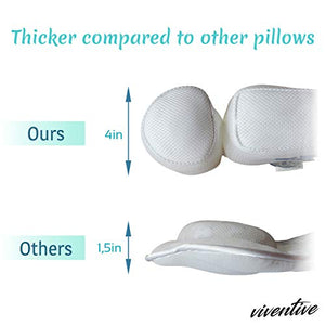 Viventive Luxurious Bath Pillow Non-Slip and Extra Thick with Head, Neck, Shoulder and Back Support. Soft and Large 14x13x4 Inches for The Ultimate Bathtub Relaxation Experience. Fits Any Tub