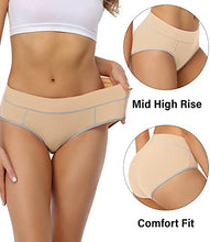 Load image into Gallery viewer, wirarpa Women's Mid Rise Briefs Cotton Stretch Underwear Ladies Breathable Panties 5 Pack Beige Small
