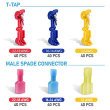 Load image into Gallery viewer, TICONN 240PCS T-Tap Wire Connectors, Self-Stripping Quick Splice Electrical Wire Terminals, Insulated Male Quick Disconnect Spade Terminals Assortment Kit with Storage Case (240)
