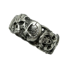 Load image into Gallery viewer, Silver 925 Custom Made Scull Band Masonic Memento mori Mens Biker Ring
