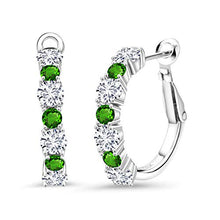 Load image into Gallery viewer, Gem Stone King 3.00 Ct G/H Lab Grown Diamond Green Simulated Tsavorite 925 Silver Earrings
