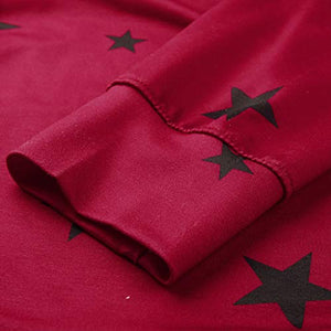 Women Pullover Long Sleeve Crew Neck Casual Sweatshirt Star Print Pullover Tops