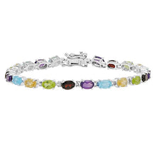 Load image into Gallery viewer, 10ct TGW Multi Gemstone Tennis Bracelet in Sterling Silver
