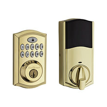 Load image into Gallery viewer, Kwikset 913 Smartcode Touchpad Electronic Deadbolt featuring SmartKey in Polished Brass
