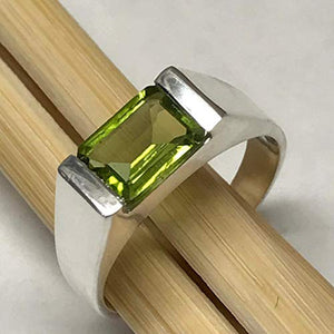 Genuine 2ct Green Peridot 925 Sterling Silver Men's Ring Size 7.75, 8, 9.75, 10, 10.75, 11, 11.75, 12, 12.5, 12.75, 13