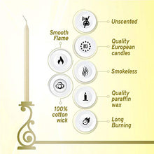 Load image into Gallery viewer, BOLSIUS Long Household Ivory Taper Candles - 10-inch Unscented Premium Quality Wax - 7.5 Hour Long Burning Dripless Candles Bulk Pack of 100 for Home Decor, Wedding, Parties and Special Occasions
