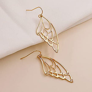 14K Gold Plated Metal texture butterfly element earrings simple and fashionable temperament butterfly wing earrings for Women Girl Gifts Valentines/Birthday/ Anniversary / Mother’s Day