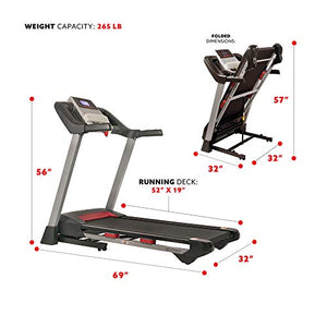 Sunny Health & Fitness Electric Folding Treadmill with LCD and Pulse Monitor, 265 LB Max Weight, Tablet Holder, Bluetooth Speakers and USB Charging - SF-T7917,Black