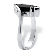 Load image into Gallery viewer, Sterling Silver Marquise Shaped Natural Black Onyx Ring Size 9
