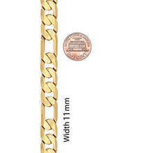 Load image into Gallery viewer, Lifetime Jewelry 11mm Figaro Chain Necklace 24k Gold Plated for Men Women &amp; Teen, 18 Inches
