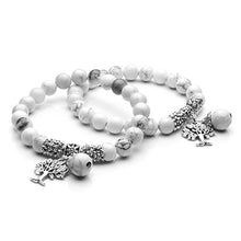 Load image into Gallery viewer, Jovivi 8MM White Turquoise Natural Gemstone Healing Crystal Tree of Life Lucky Charm Stretch Bracelet

