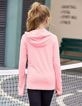 Load image into Gallery viewer, Zaclotre Kids UPF50+ Sun Shirt Girls Quick Dry Fit Sun Protection Clothing Athletic Hoodie with Thumbholes Pink
