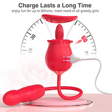 Load image into Gallery viewer, Rose Sex Toy for Womens Sex - 3in1 Upgrade Rose Sex Stimulator for Women with 7 Tongue Licking &amp; 3 Thrusting Vibrator Dildo Adult Sex Toys for Couples G Spot Vibrators Clitoral Nipple Quick Pleasure
