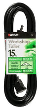 Load image into Gallery viewer, Woods 0258 16/2 SJTW General Purpose Extension Cord, 15-Foot, Black
