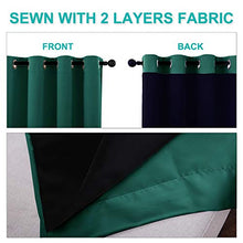 Load image into Gallery viewer, NICETOWN 100% Blackout Panels, Thermal Insulated Black Liner Curtains for Nursery Room, Noise Reducing and Heat Blocking Drapes for Windows (Set of 2, Hunter Green, 52-inch Wide by 63-inch Long)
