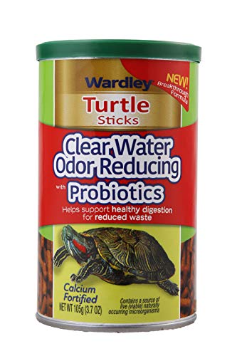 Wardley Turtle Food Sticks Clear Water Odor Reducing with Probiotics, 3.7 oz, Fortified Aquatic Turtle Food Stix for Shell Health