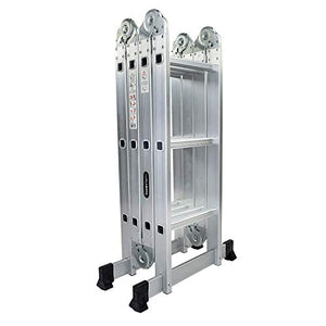 LUISLADDERS Folding Ladder Multi-Purpose Aluminium Extension 7 in 1 Step Heavy Duty Combination EN 131 Standard (12.5 Feet)