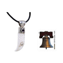 Load image into Gallery viewer, NOVICA Men's Amethyst and Sterling Silver Hand Carved Bone Pendant Necklace 'Brave Eagle', 17.75"
