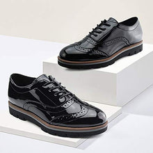 Load image into Gallery viewer, JABASIC Women Oxford Shoes Lace Up Wingtip Brogue Shoes (9M,Black New)
