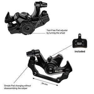 RUJOI Bike Disc Brake Kit, Aluminum Front and Rear Caliper, Full Aluminum Alloy Bicycle Brake Lever, 160mm Rotor, Mechanic Tool-Free Pad Adjuster for Road Bike, Mountain Bike