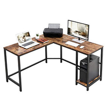 Load image into Gallery viewer, VASAGLE L-Shaped Computer Desk, Corner Desk, Office Study Workstation with Shelves for Home Office, Space-Saving, Easy to Assemble, Industrial, Rustic Brown and Black ULWD72X
